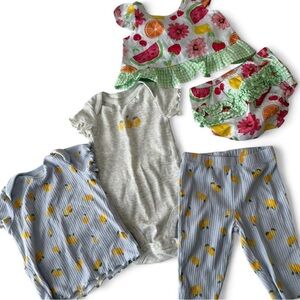 Kids Fruit-Print Summer Outfit Set - Multi Color